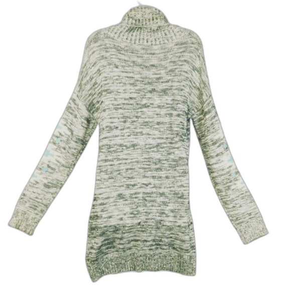 Sweater Dress Women's L Long Sleeve Cocoon Neck Grey Aztec Aqua Stretchy - Picture 1 of 12